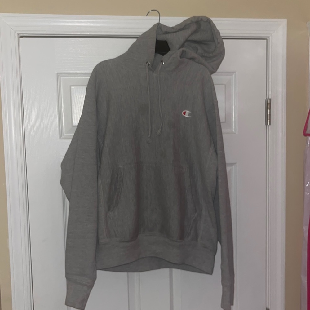 Campion Reverse Weave Hoodie C Logo, Oxford Grey, Size Small
